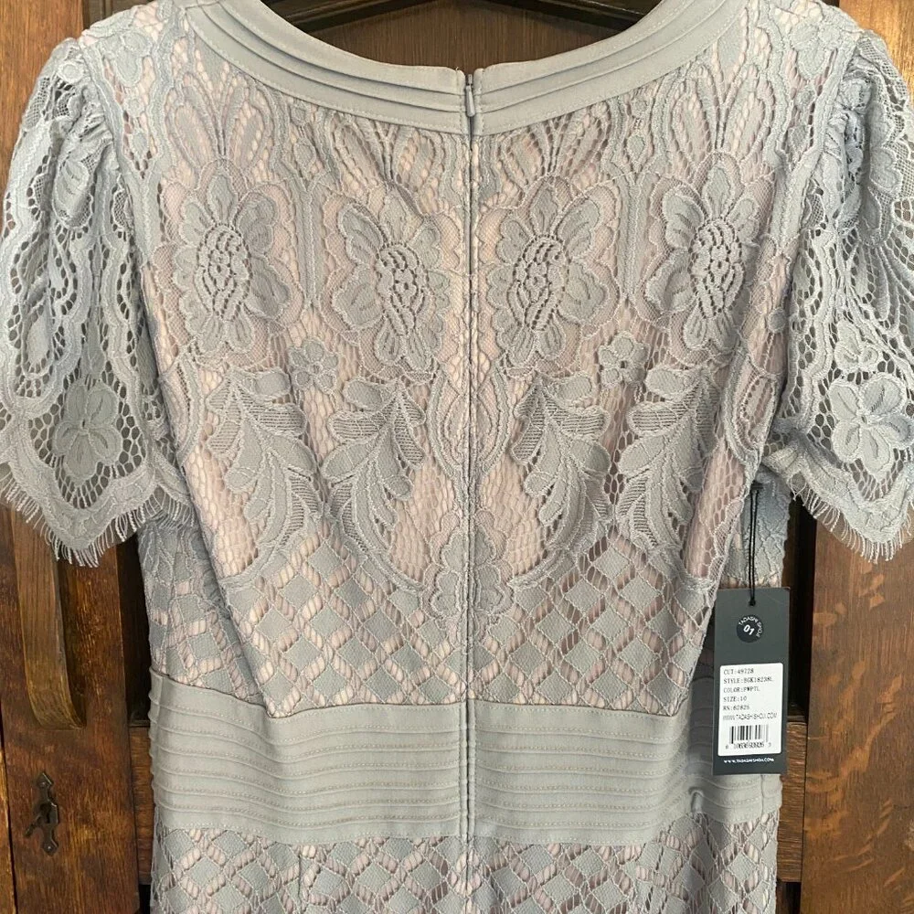 Tadashi Shoji, Dumin Lace Dress in Pewter, Size 10 - Picture 5 of 11